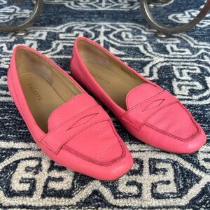 TALBOTS Coral Pink Pebbled Leather Penny Loafer Flat 9